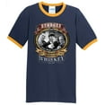 thumbnail image 1 of Mens Three Stooges Moonshine Whiskey 100% Cotton Ringer Tee Shirt, Small Navy/Gold, 1 of 5