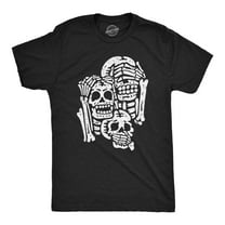 Mens Three Wise Skeletons T Shirt Funny Spooky Halloween Party Joke Tee for Guys Graphic Tees