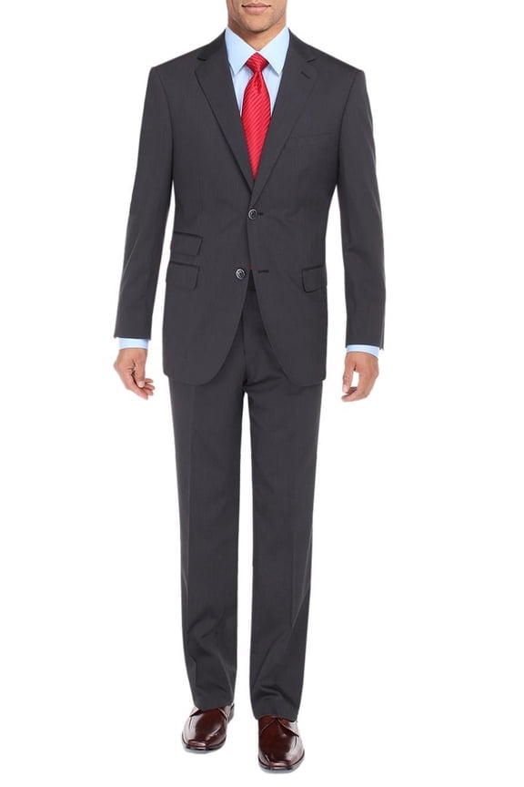 Mens Ticket Pocket 2-piece Charcoal Modern Fit Suit DTI