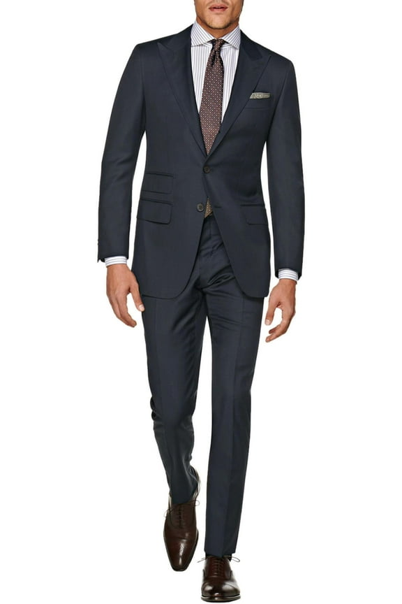 Mens Ticket Pocket 2-piece Charcol Wool Modern Fit Suit DTI