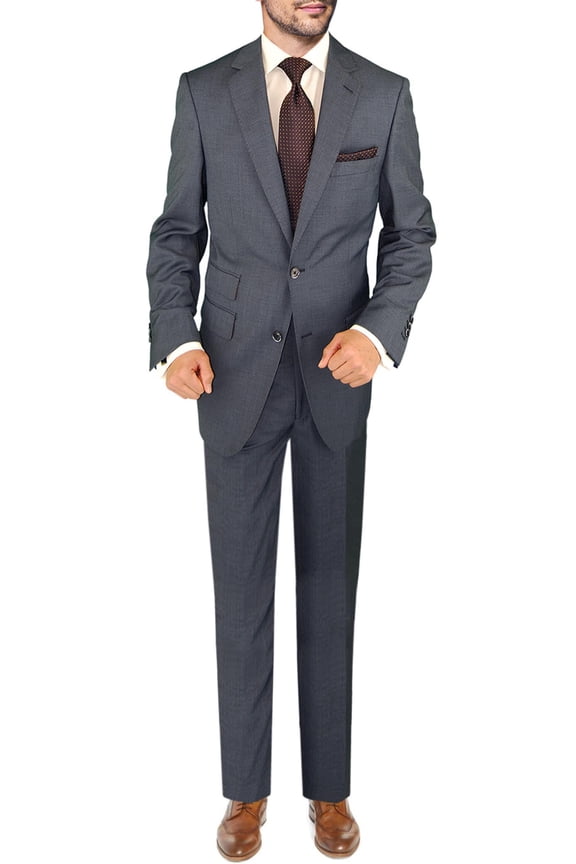 Mens Ticket Pocket 2-piece French Blue Wool Classic Fit