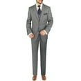 thumbnail image 1 of Mens Ticket Pocket 3-piece Gray Wool Trim Fit Vested Suit, 1 of 3