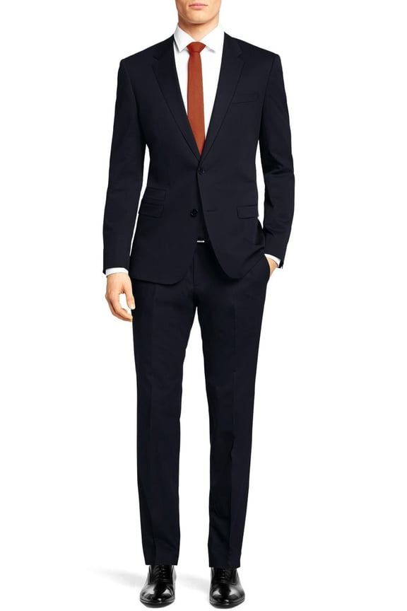 Mens Ticket Pocket Dk Navy Spandex Slim Fit Suit Nicoletti