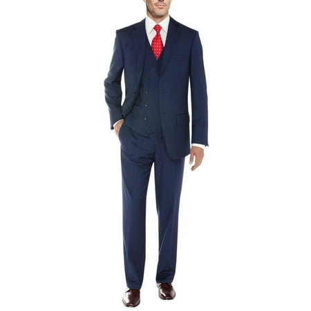 Mens Ticket Pocket Three Piece Db French Blue Modern Fit