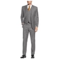 thumbnail image 1 of Mens Ticket Pocket Three Piece Gray Modern Fit Vested Suit, 1 of 3