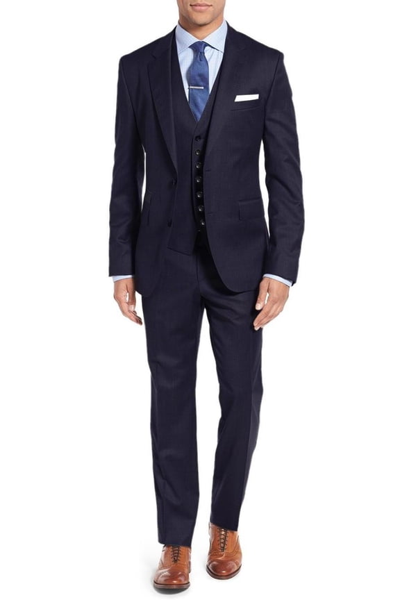 Mens Ticket Pocket Three Piece Modern Fit Navy Modern Fit