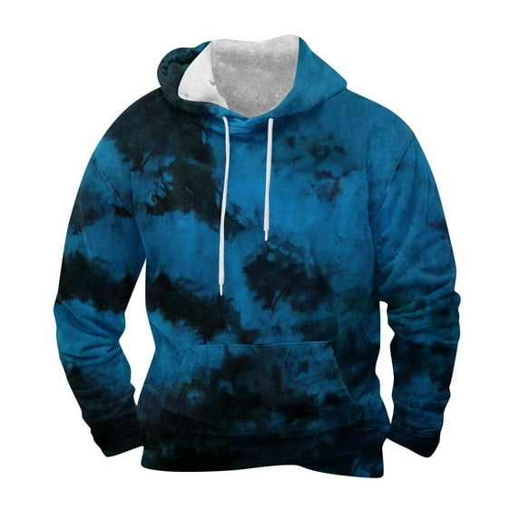 Mens Tie-Dye Hoodies & Sweatshirts Big and Tall S-4X Casual Pullover Long Sleeve Fleece Hoodie Plus Size Basic Comfy Sweatshirt with Pocket