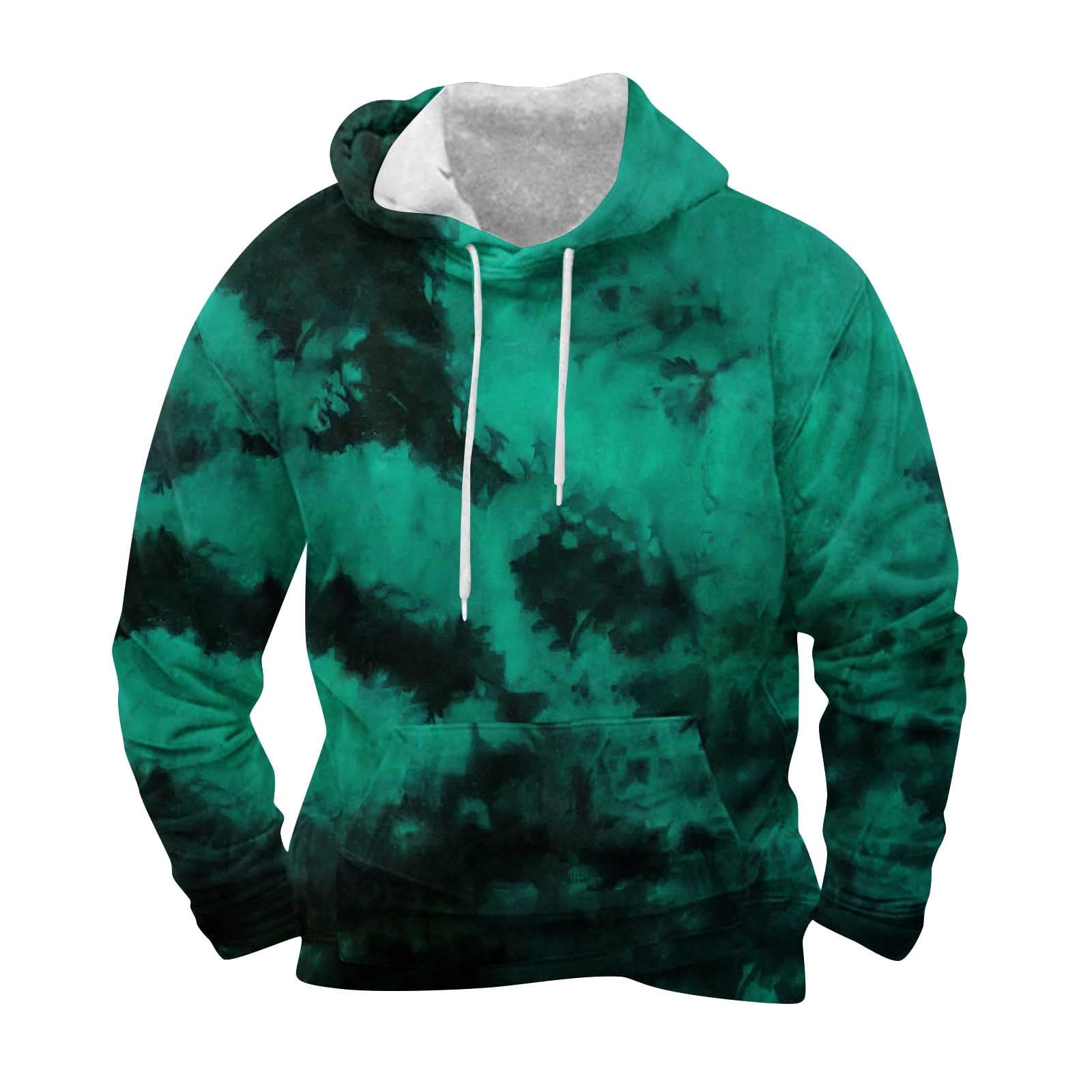 Unisex Hoodie Olive Green Tie Dye Sweatshirt Mens Tie-Dye Hoodies