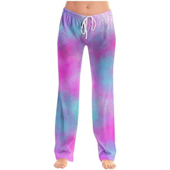 Mens Tie Dye Pajama Pants Big & Tall Sleep Lounge Pants Drawstring Soft Pjs Bottoms with Pockets Purple, XL