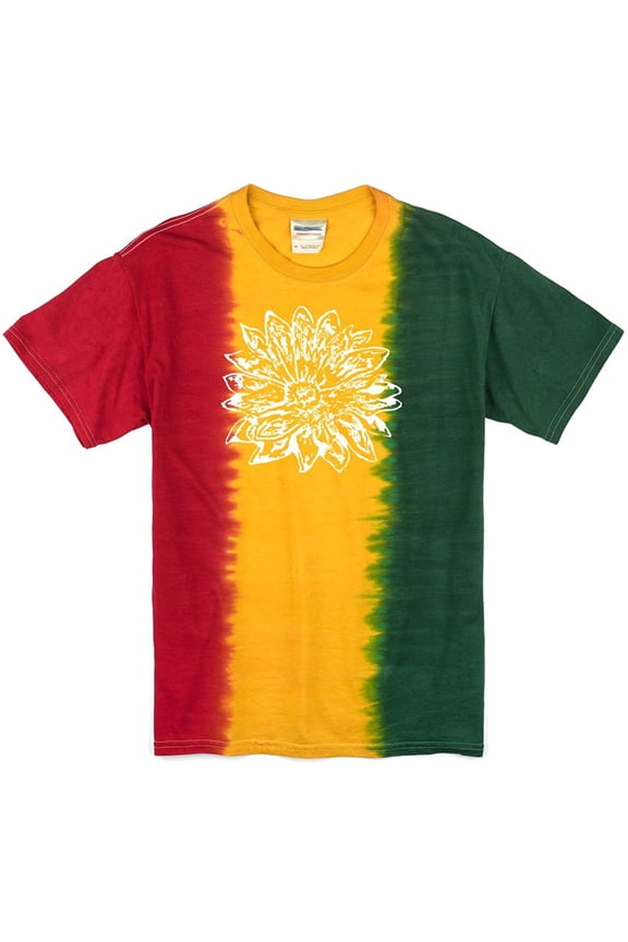 Mens Tie Dye Sketch Lotus Yoga T-shirt, LG Rasta