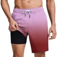 thumbnail image 1 of Mens Tie Dye Swim Trunks Quick Dry Beach Swim Shorts with Compression Liner Elastic Waist Lightweight Loose Drawstring Shorts, 1 of 5