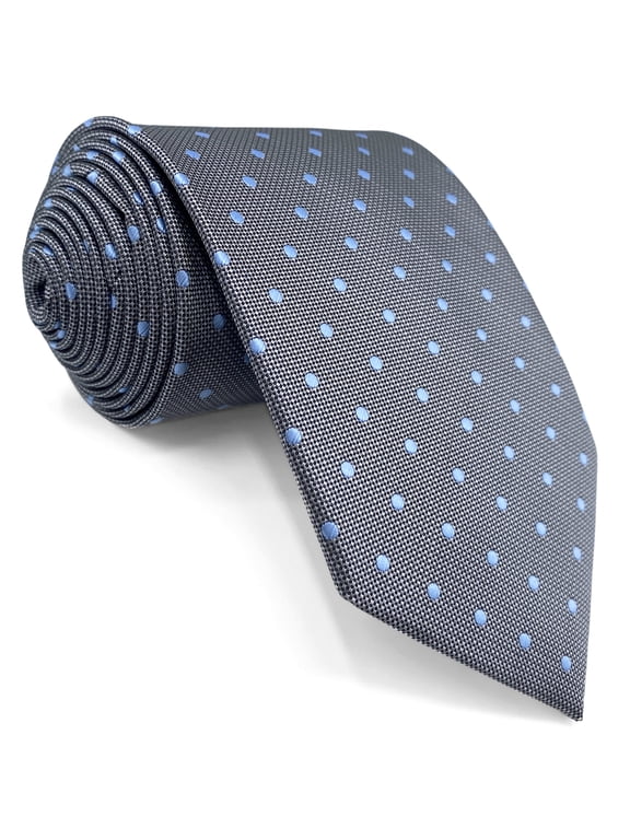 Mens Tie Grey Blue Dots Neckties for Men Silk Classic Size 57.5 inches