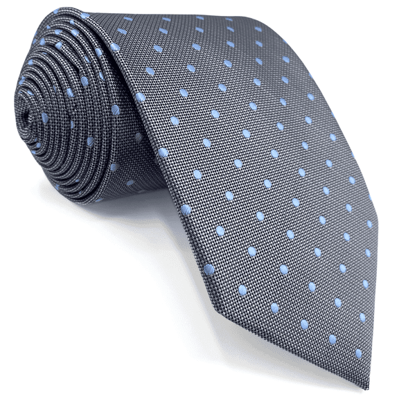 Mens Tie Grey Blue Dots Neckties for Men Silk Extra Long 63 inches
