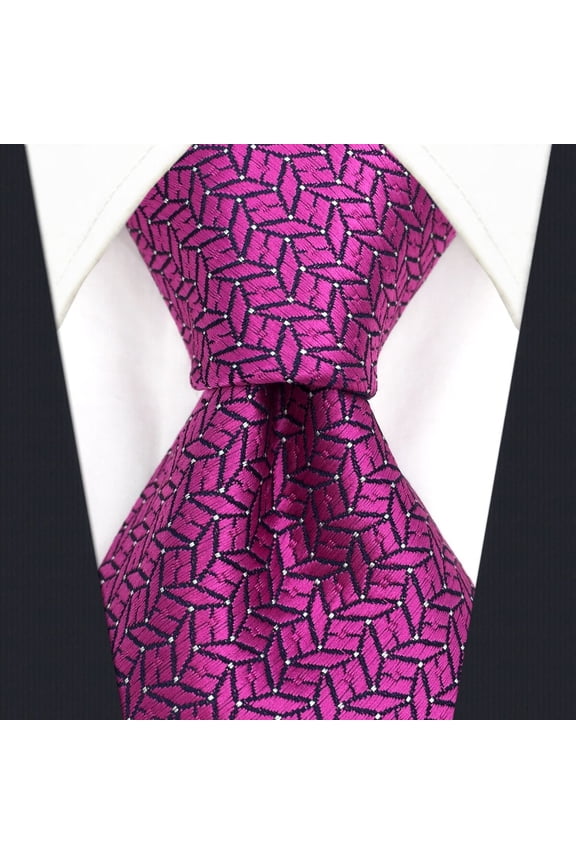Mens Tie Luxury Neckties Fuschia Solid Classic Size 57.5"