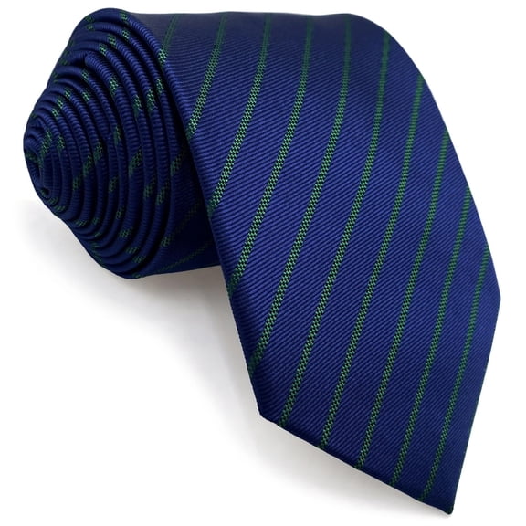 Mens Tie Navy Royal Blue Green Stripes Necktie Formal Classic Size 57.5"×3.15"