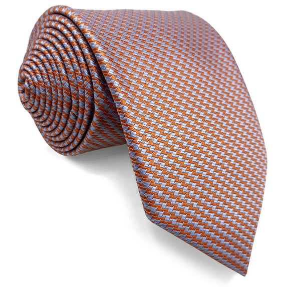 Mens Tie Necktie for Men Orange Powder Blue Patterned for Suit Jacket Skinny 2.36"