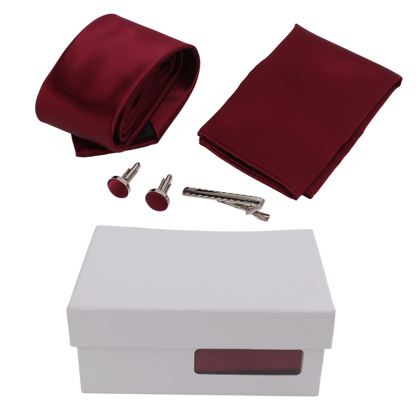 Mens Tie Set with Handkerchief Tie Clip Cufflinks Classic Design