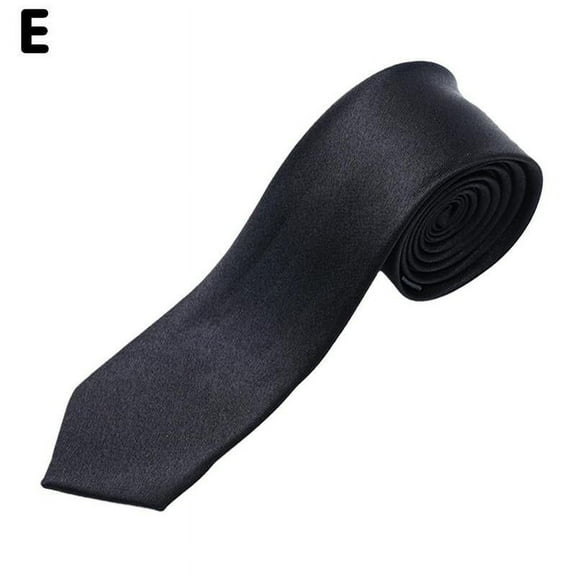 Mens Tie Skinny Classic Black Wedding Necktie Boys Party NEW Slim Plain V8N5 U5S5