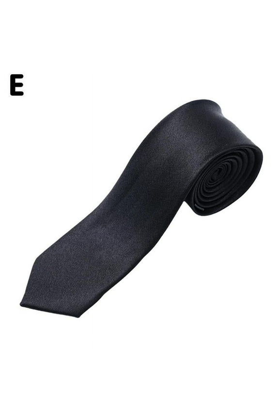 Mens Tie Skinny Classic Black Wedding Necktie Boys Q8V6 Plain Party O3W5 Slim D0R0 NEW T6B7 B5D3