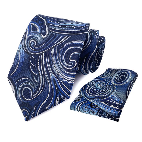 Mens Ties Classic Long Floral Tie and Pocket Square Formal Necktie Handkerchief Set Wedding