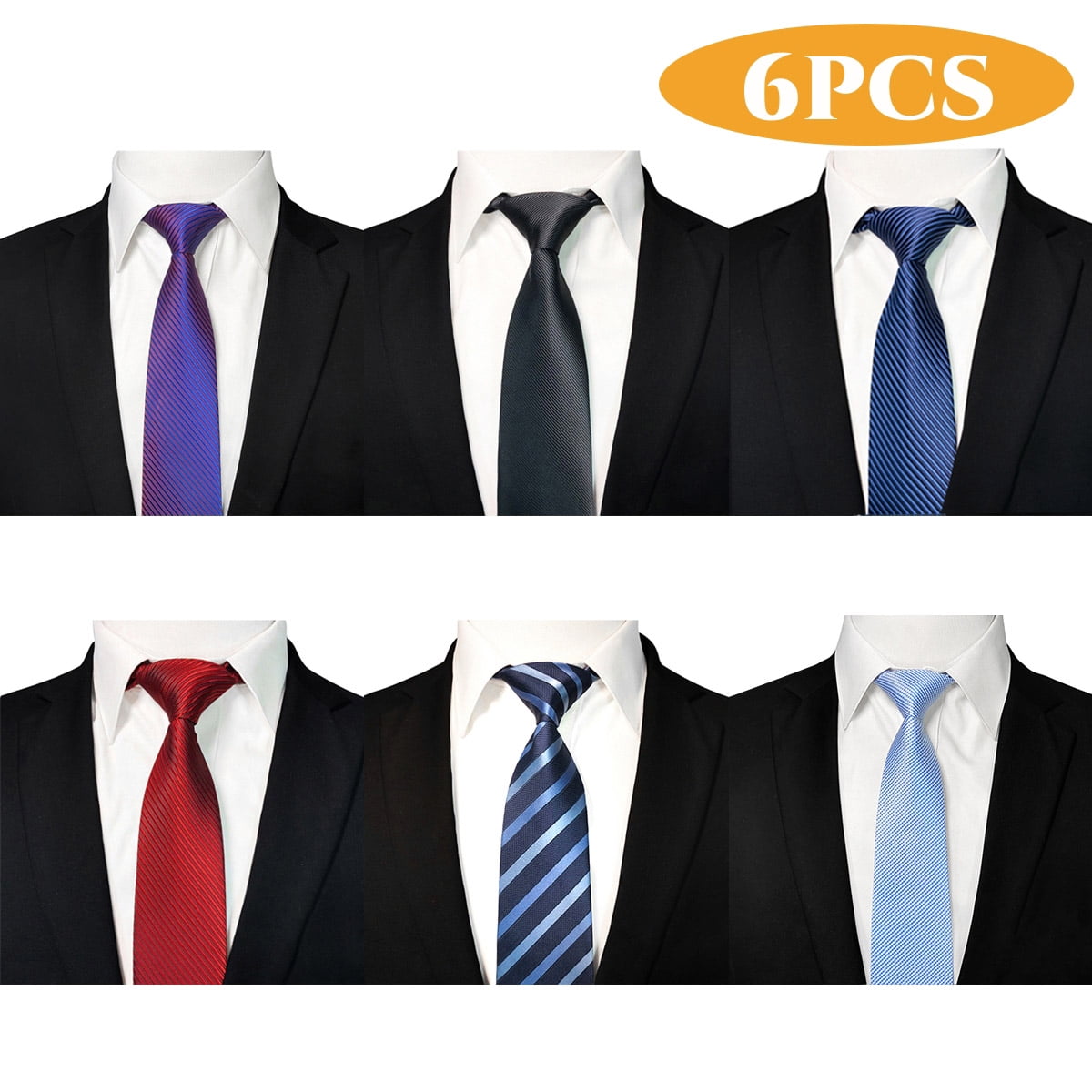 Elegant Men's Ties - 6Pcs Classic Striped Business Formal Woven ...