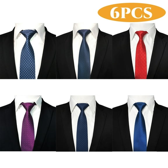 Mens Ties Neck Ties Classic Strip Ties for Men Business Formal Woven Jacquard Men Ties 6Pcs