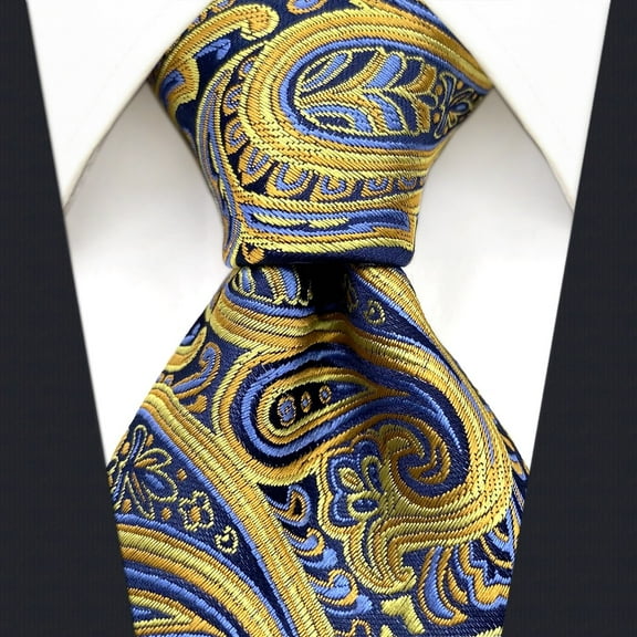 Mens Ties Silk Neckties Yellow Mustard Paisley Classic Size 57.5"