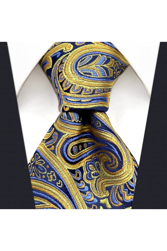 Mens Ties Silk Neckties Yellow Mustard Paisley Classic Size 57.5"