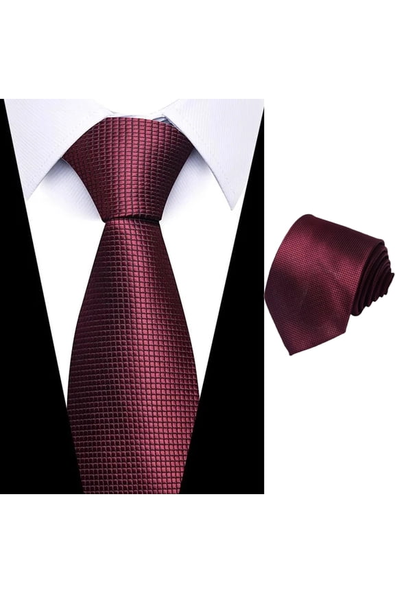 Mens Ties Solid Color Tie Classic Woven Formal Neckties Wedding Party,Wine