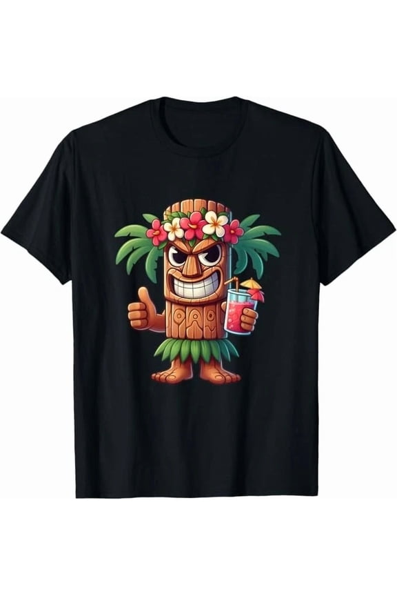 Mens Tiki Shirt Man Hawaiian Summer Tropical Luau Costume Unisex T-Shirt