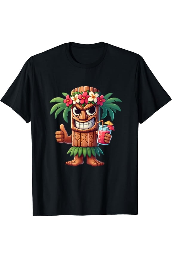 Mens Tiki Shirt Man Hawaiian Summer Tropical Luau Party T-Shirt Unisex S-5XL Hot Trending Shirt, Vintage Birthday Gift