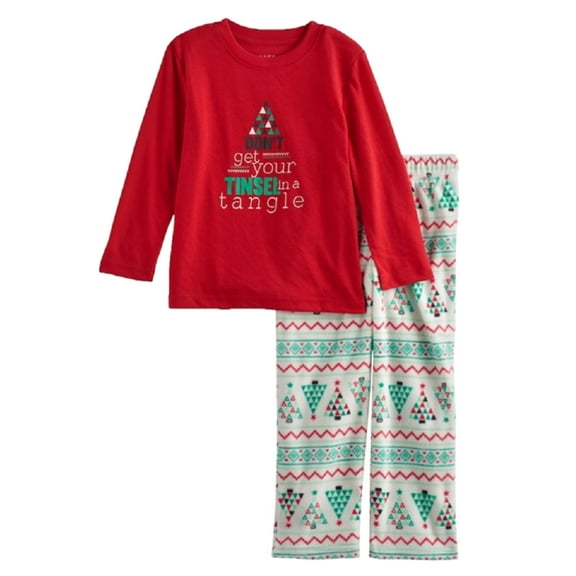 Mens Tinsel Tangel Shirt & Microfleece Pants Christmas Sleepwear Pajama Set L