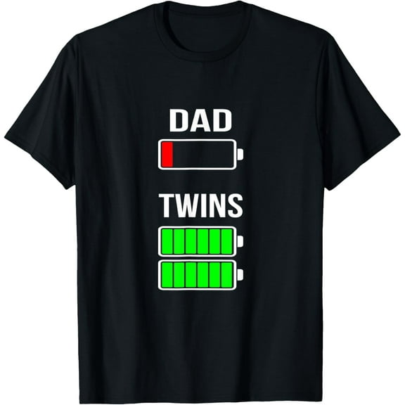 Mens Tired Dad Low battery Twins Full Charge funny gift T-Shirt
