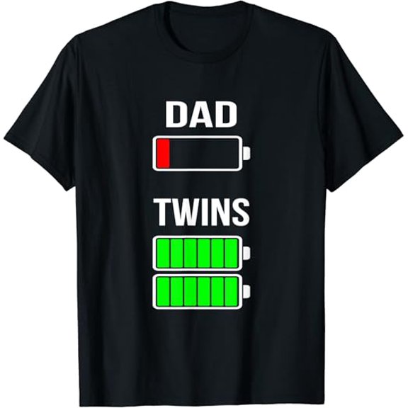 Mens Tired Dad Low battery Twins Full Charge funny gift