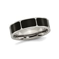 thumbnail image 1 of Gem & Harmony Mens Titanium 6mm Black Enamel Flat Polished Wedding Band Ring for Men, 1 of 6