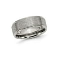 thumbnail image 1 of Gem & Harmony Mens Titanium Ridged Edge Brushed Wedding Band Ring (8mm) for Women, 1 of 6