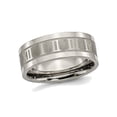 thumbnail image 1 of Mens Titanium Roman Numerals 8mm Satin Flat Wedding Band Ring, 1 of 6