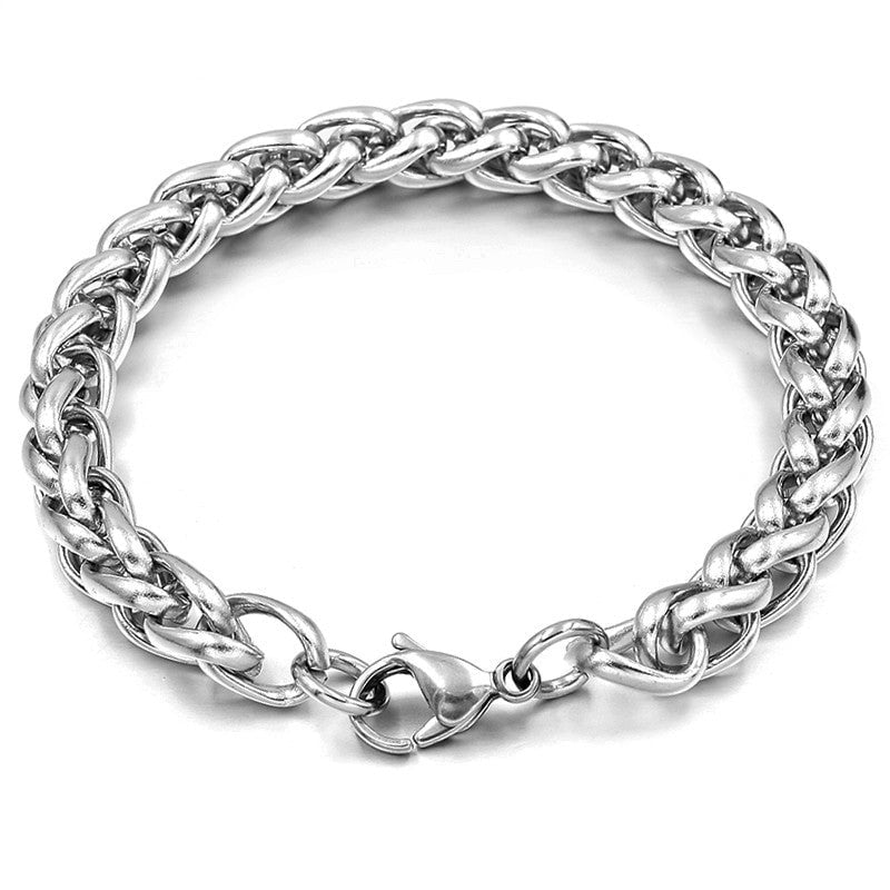 Mens Titanium Steel Bracelet Geometric Flower Basket Design Polished Finish Bracelet Individually Packed Gift for Men
