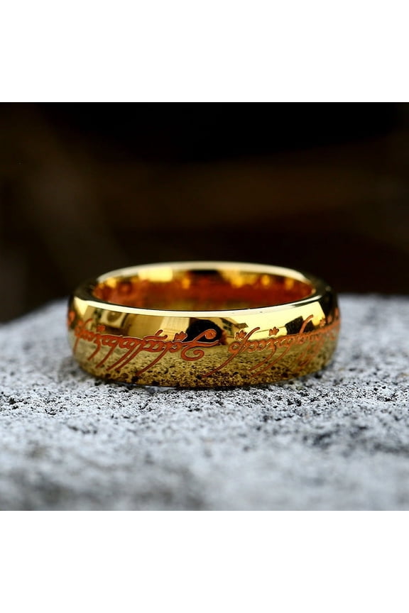 Mens Titanium Steel Ring, 7MM Width Electroplated Stainless Steel Vacuum Finish, Personalized Letter/Number/Word Design, Fashion Ring for Men