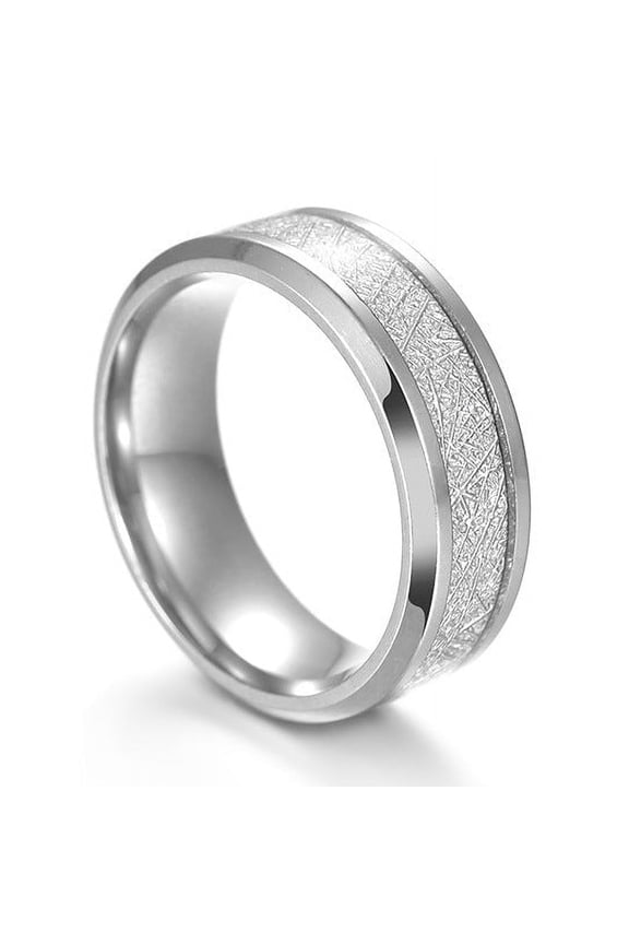 Men's Titanium Steel Ring Polished Geometric Mesh Design Band Simple Ring 8mm Width and 2.3mm Thickness Perfect Gift