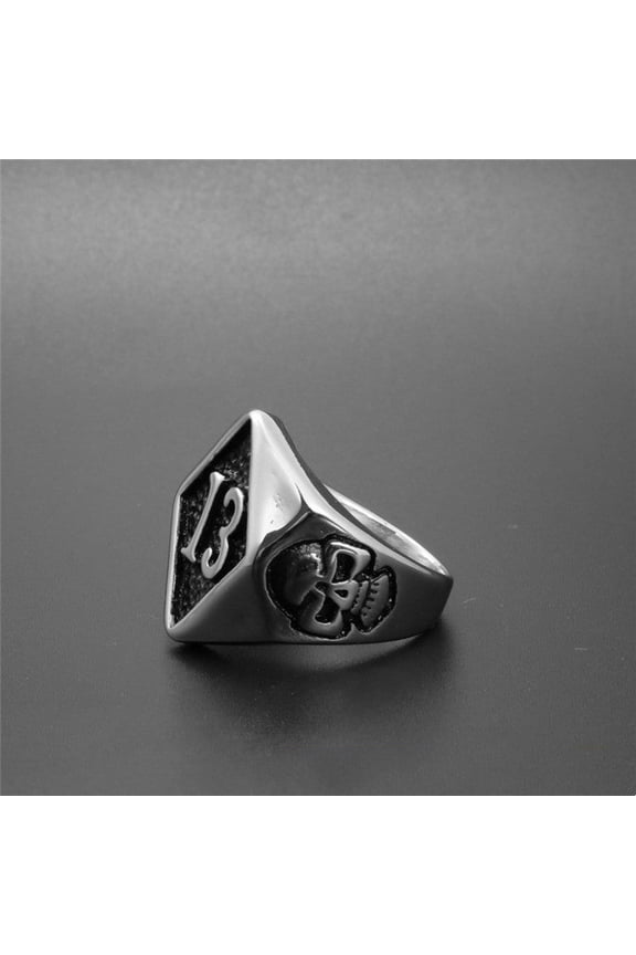 Mens Titanium Steel Ring with Retro Ghost Head Design Trendy Biker Ring Gothic Punk Rock Ring Band Jewelry for Men and Teens Fashion Accessories