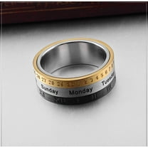 Mens Titanium Steel Time Ring Rotatable With Three Color Not Inlaid Ring Geometry Europe Style Durable Build Quality