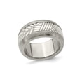thumbnail image 1 of Mens Titanium and Sterling Silver 11mm Pattern Leaf Inlay Band Ring for Men, 1 of 6