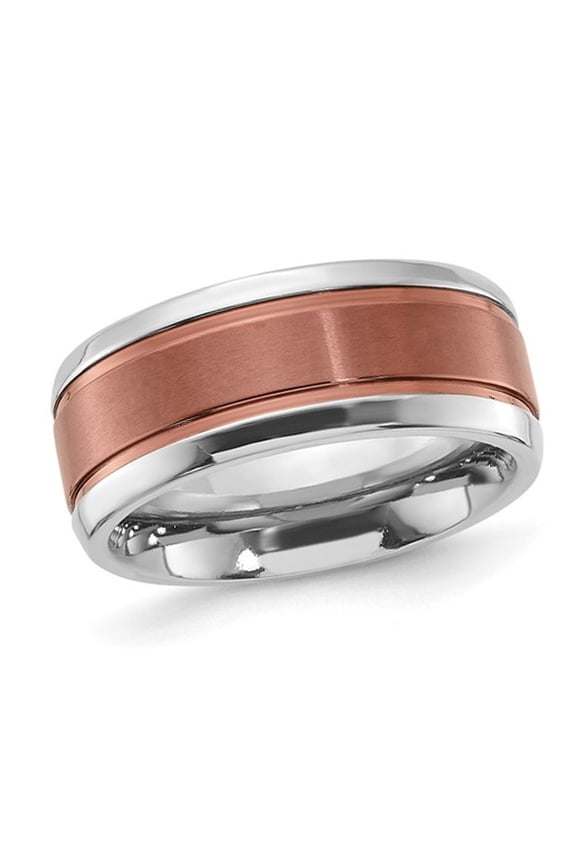 Gem & Harmony Mens Titanium with Copper Plated Center Wedding Band Ring (8.0mm) for Men