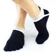 thumbnail image 1 of Mens Toe Socks Cotton Athletic Running Ankle Five Finger Crew Socks Pure Five Finger Socks Breathable，Black, 1 of 1