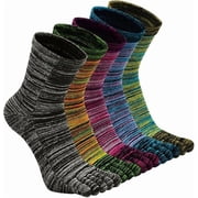 5 Pairs Mens Toe Socks Cotton Athletic Running Five Finger Crew Socks, Fit Size 7-10