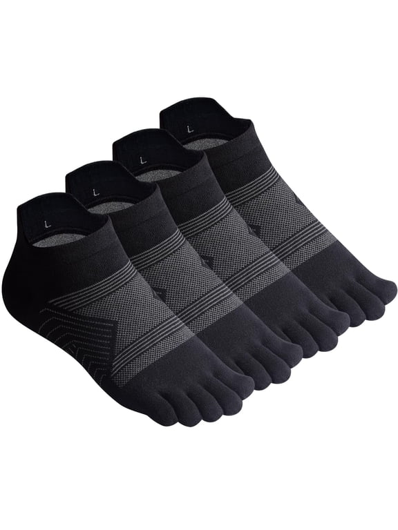 Mens Toe Socks Running Five Finger High Performance Athletic Socks 4 Pairs