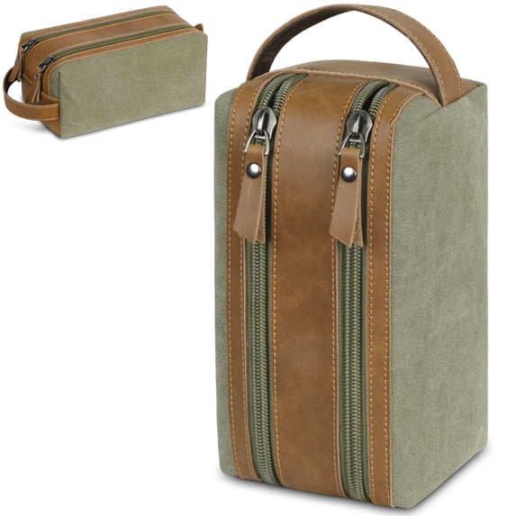 Mens Toiletry Travel Bag Hanging Dopp Kit Canvas Shaving Kit Toiletries Organizer for Grooming Travel Essentials, Gifts for Men & Women, Green