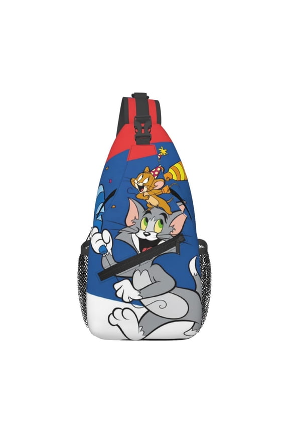 Mens Tom Cat Jery Sling Bag Crossbody Backpack Travel Hiking Chest Bag Daypack For Purses Shoulder Bag Women