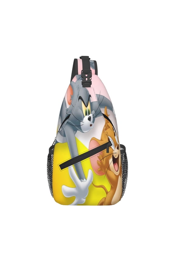 Mens Tom Cat Jery Sling Bag Crossbody Backpack Travel Hiking Chest Bag Daypack For Purses Shoulder Bag Women